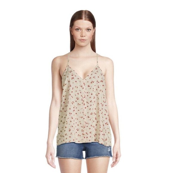 No Boundaries Tops - No Boundaries Juniors' Button Front Floral Print Woven Cami Tank Top Size XS